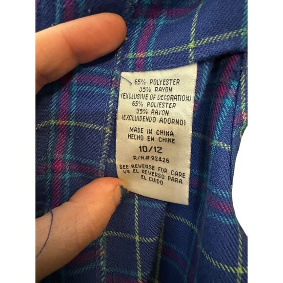 Looney Tunes Girls Tweety Plaid Overall Jumper Dress Size 10/12 Embroidered - Picture 5 of 7